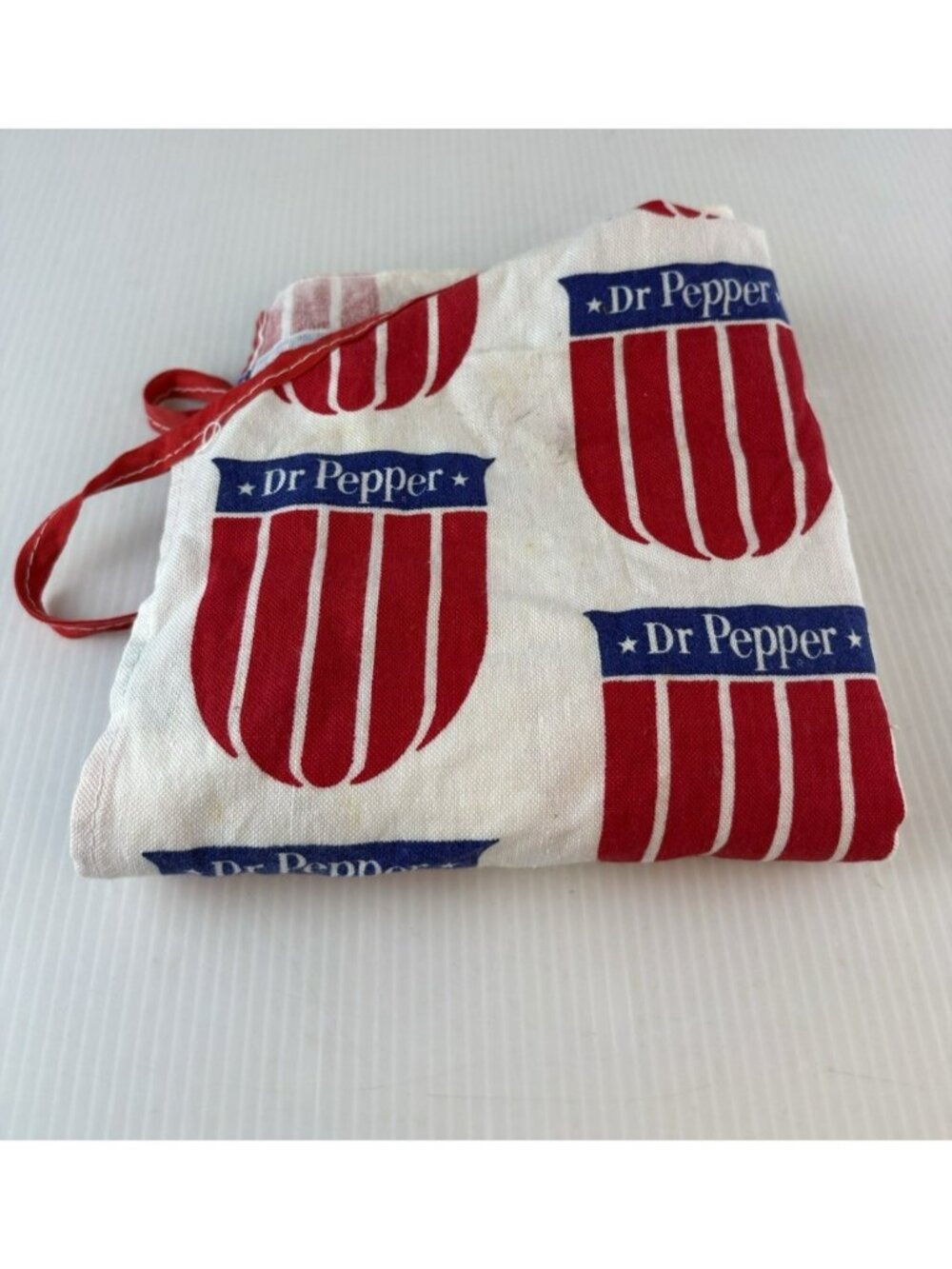 VTG Dr Pepper Shield Logo Apron Red White Blue Patriotic Advertising 1976
